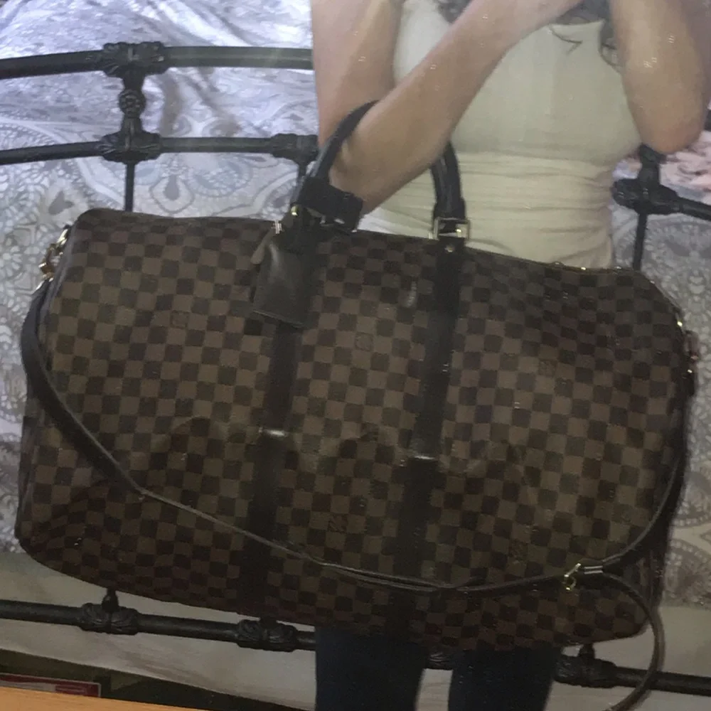 Louis Vuitton Brown Damier Ebene Keepall Travel Bag 55